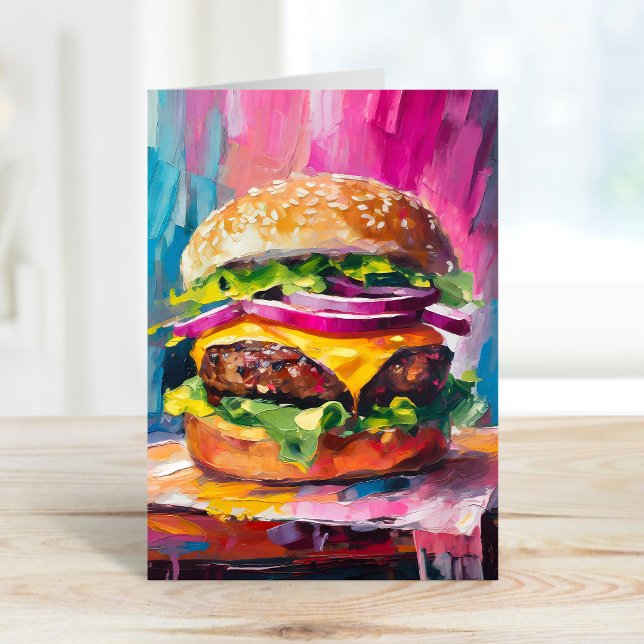 Cheeseburger Colourful Modern Abstract Art Card (Creator Uploaded)