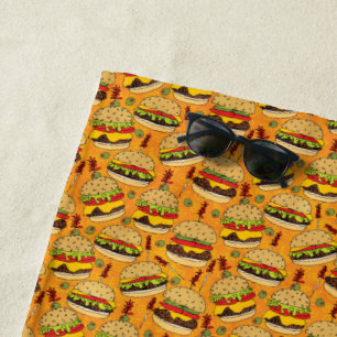 Cheeseburger Deluxe Beach Towel