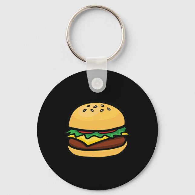Cheeseburger Emoticon Hamburger Cheese Bbq  Keychain (Front)