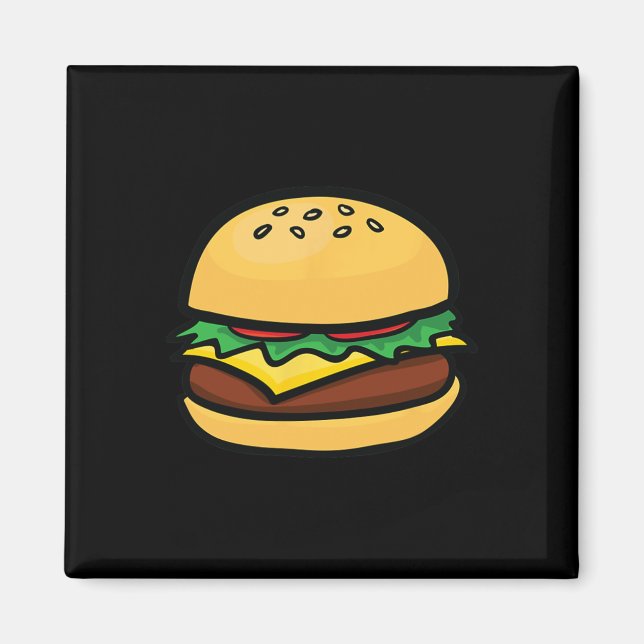 Cheeseburger Emoticon Hamburger Cheese Bbq  Magnet (Front)