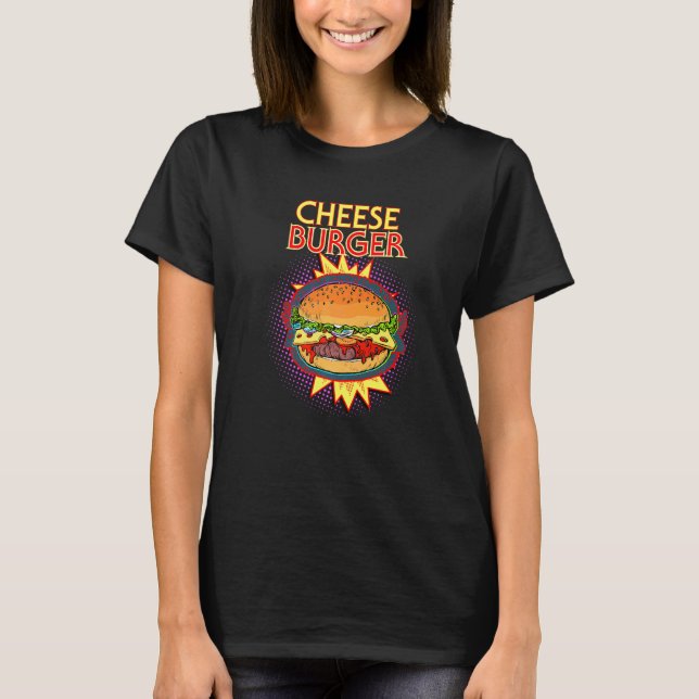 Cheeseburger French Fry Hamburger Food Flash T-Shirt (Front)