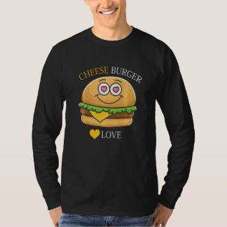 Cheeseburger French Fry & Hamburger Food Heart T-Shirt
