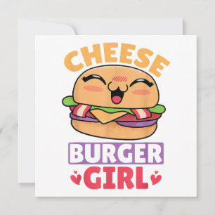 Cheeseburger Girl, Hamburger Women and Cheeseburge Invitation