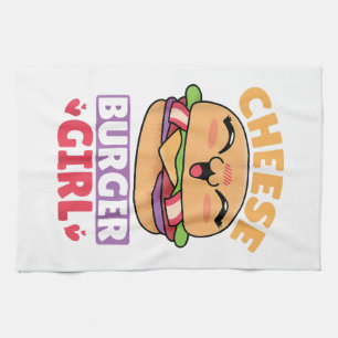 Cheeseburger Girl, Hamburger Women and Cheeseburge Kitchen Towel