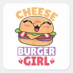 Cheeseburger Girl, Hamburger Women and Cheeseburge Square Sticker