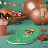 Cheeseburger Graphic on Green - Add Own Words