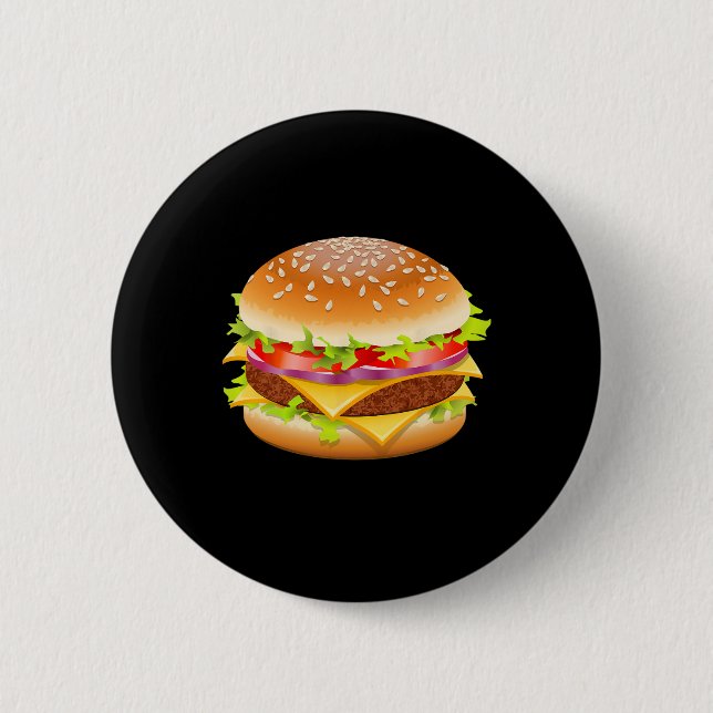 Cheeseburger Hamburger Burger Funny Food Halloween 2 Inch Round Button (Front)