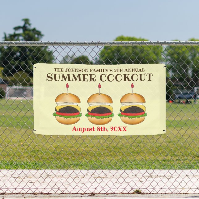 Cheeseburger Hamburger Burger Picnic Barbecue BBQ Banner (Insitu)