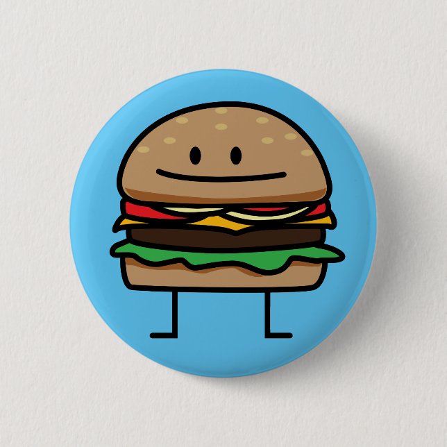 Cheeseburger Hamburger ground meat Beef cheese bun 2 Inch Round Button (Front)