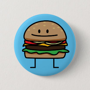 Cheeseburger Hamburger ground meat Beef cheese bun 2 Inch Round Button