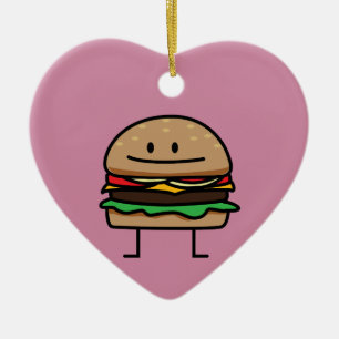 Cheeseburger Hamburger ground meat Beef cheese bun Ceramic Ornament