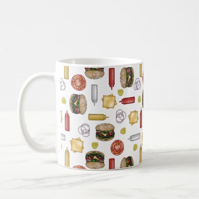 Cheeseburger Ingredients - White Coffee Mug (Left)