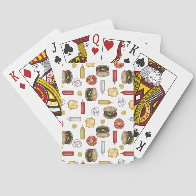 Cheeseburger Ingredients - White Playing Cards (Back)