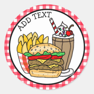 Cheeseburger, Milkshake and Fries  Classic Round S Classic Round Sticker