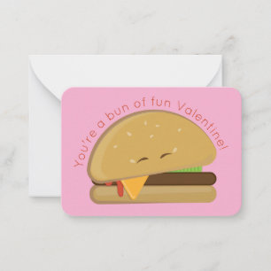 Cheeseburger Mini Kid's Valentine's Day Card Pink