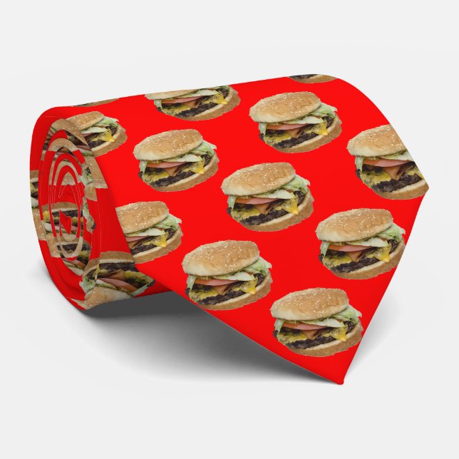 Cheeseburger on Red Tie (Rolled)