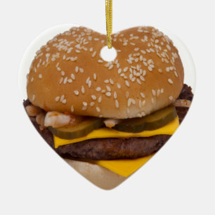 Cheeseburger On Sesame Seed Bun Ceramic Ornament