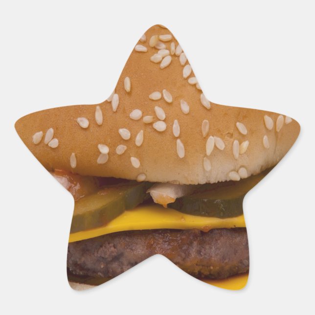 Cheeseburger On Sesame Seed Bun Star Sticker (Front)