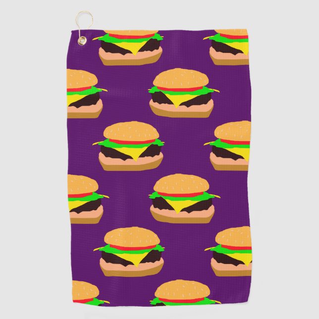 Cheeseburger Pattern Golf Towel (Front)