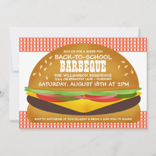Cheeseburger Retour à l'école Barbeque Invitation