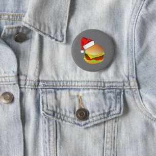 Cheeseburgers Hamburger Santa Hat Matching Xmas 2 Inch Round Button