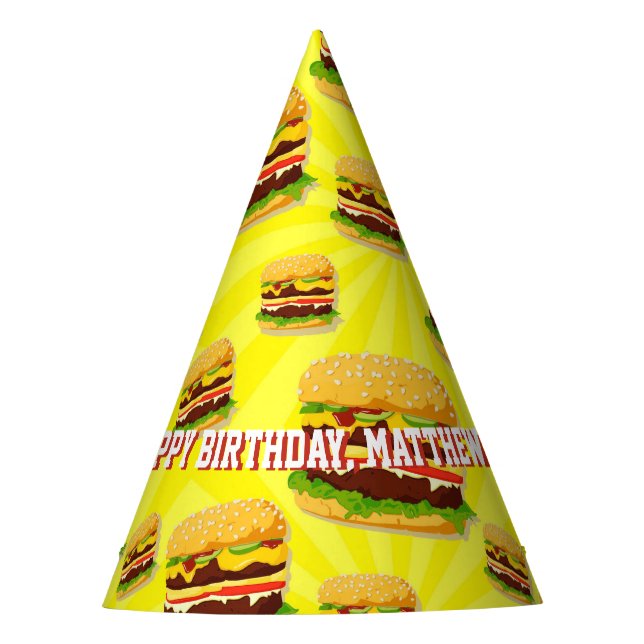 Cheeseburgers Hamburgers Custom Party Hats (Front)