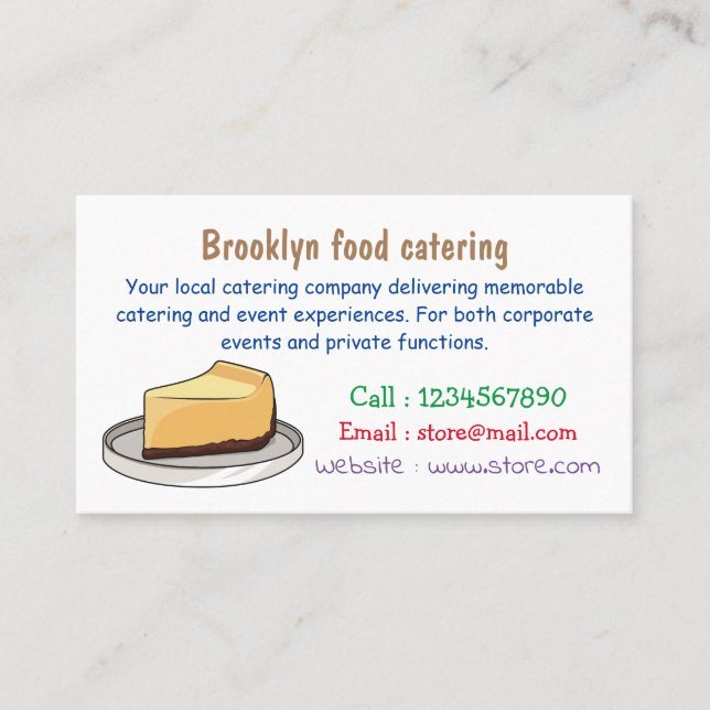 Cheesecake cartoon illustration business card (Front)