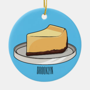 Cheesecake cartoon illustration ceramic ornament