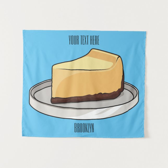 Cheesecake cartoon illustration tapestry (Front (Horizontal))