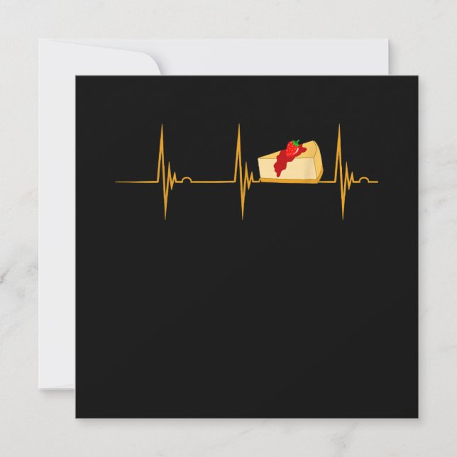 Cheesecake Dessert Cheese Cake Heartbeat Ekg Pulse Invitation (Front)