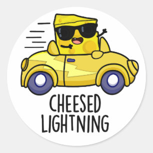 Cheesed Lightning Funny Cheese Pun  Classic Round Sticker