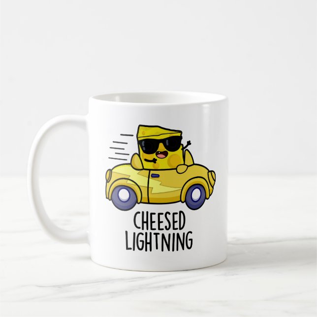 Cheesed Lightning Funny Cheese Pun  Coffee Mug (Left)