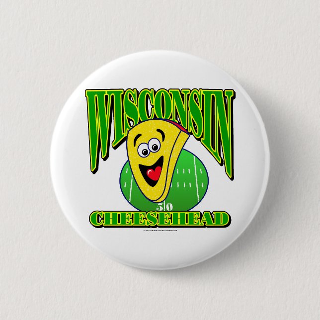 CheeseHead Cartoon 2 Inch Round Button (Front)