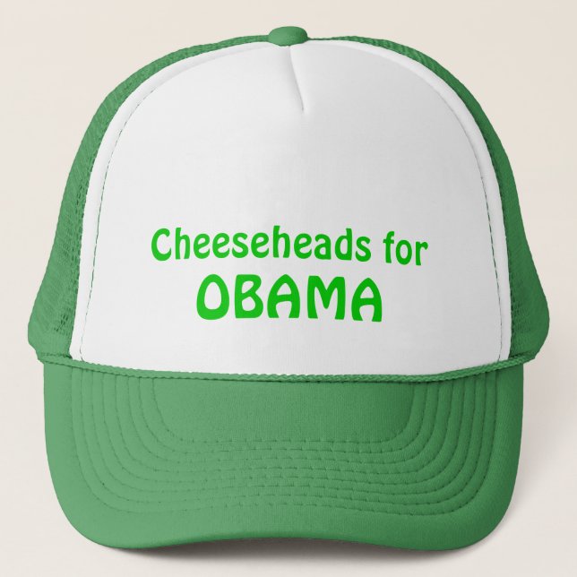 Cheeseheads for Obama Trucker Hat, Green Trucker Hat (Front)