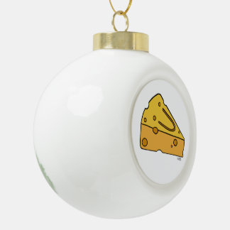 Cheesin' Cutie Cheese Ceramic Ball Christmas Ornament