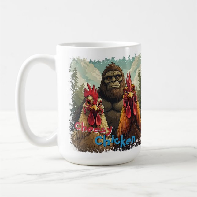 "Cheesy Chicken Selfies Bigfoot" Photo Op Coffee Mug (Left)