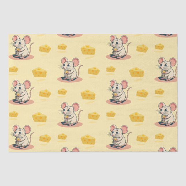 Cheesy Delights: Cute Mouse with Cheese Socks Tissue Paper (Front)
