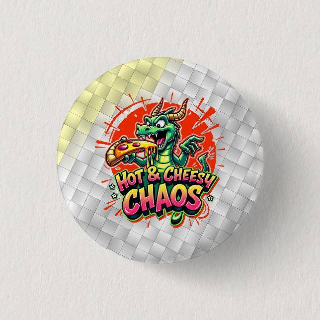 Cheesy Dragon Delight 1 Inch Round Button (Front)
