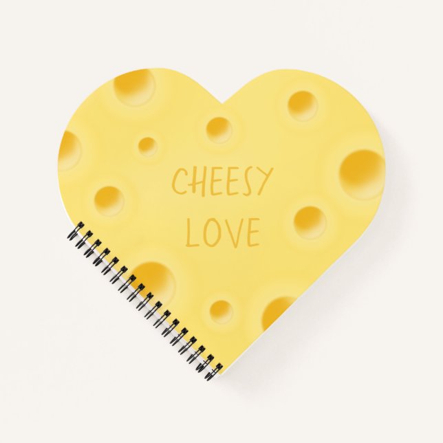"Cheesy Love" Adorable Custom Cheese Heart Shaped Notebook (Front)