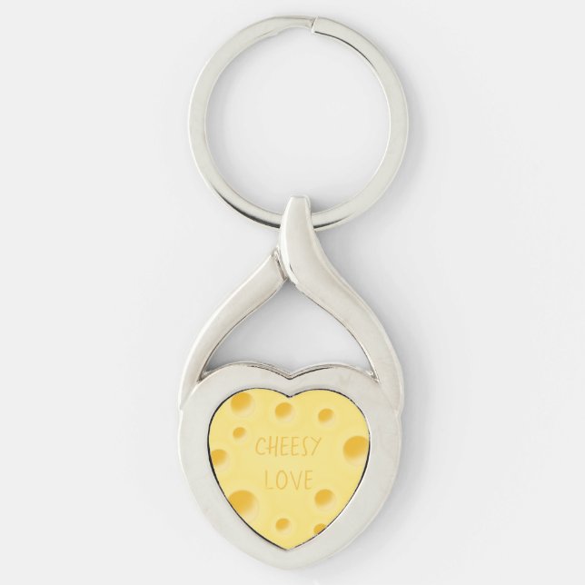 &quot;Cheesy Love&quot; Adorable Customizable Cheese Heart Keychain (Front)