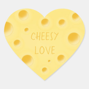 "Cheesy Love" Adorable Customizable Swiss Cheese  Heart Sticker