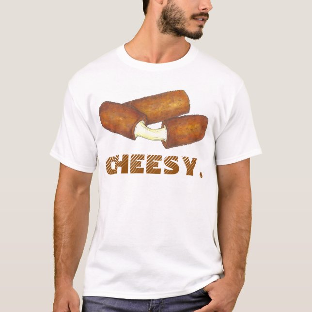 CHEESY Mozzarella Cheese Sticks Junk Food Tee (Front)