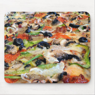 Cheesy Mushroom Green Pepper Pizza Funny Mouse Pad