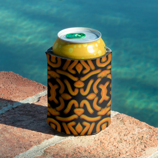 Cheesy Noodle Doodle Art Mirrored Image Pattern Can Cooler (In Situ Pool)