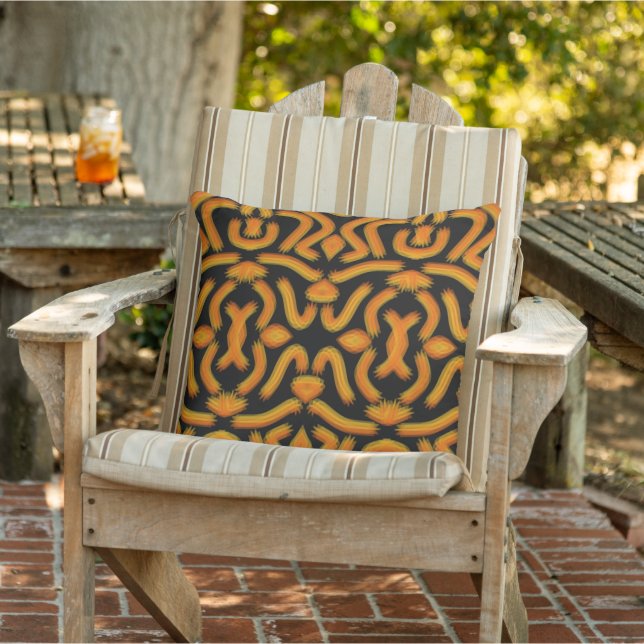 Cheesy Noodle Doodle Art Mirrored Image Pattern Outdoor Pillow (Chair)