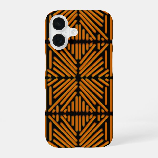 Cheesy Noodle Doodle Art Symmetrical Lined Pattern iPhone 16 Case (Back)