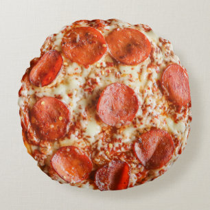 Cheesy pepperoni pizza novelty round cushion