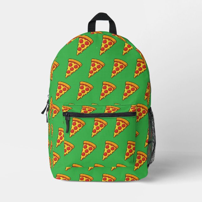 Cheesy Pepperoni Pizza Slice Printed Backpack (Front)