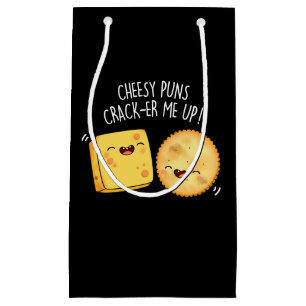 Cheesy Puns Crack-er Me Up Funny Cheese Pun Dark B Small Gift Bag