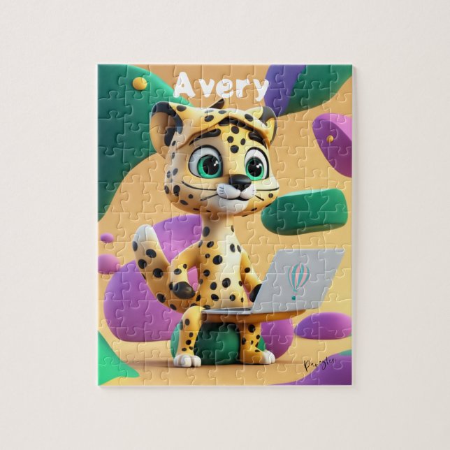 Cheeta Reads Email Jigsaw Puzzle (Vertical)